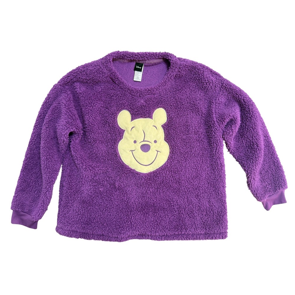 Disney Winnie The‎ Pooh Pj Top Youth Medium 8-10 Purple Fleece Sleepwear Sweater